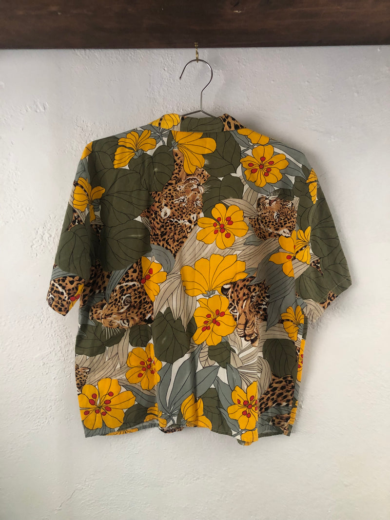 Leopard and Flower Print Top by Theo