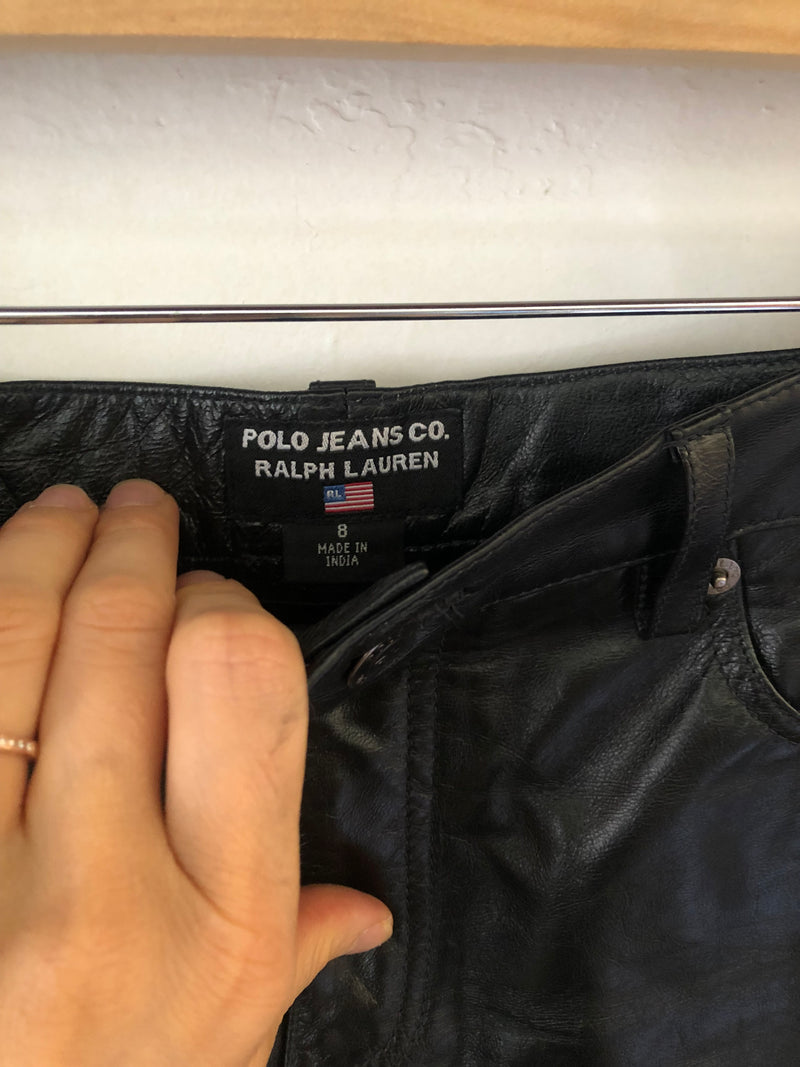 Raw Edge Black Leather Pencil Skirt by Polo Jeans Co. Ralph Lauren