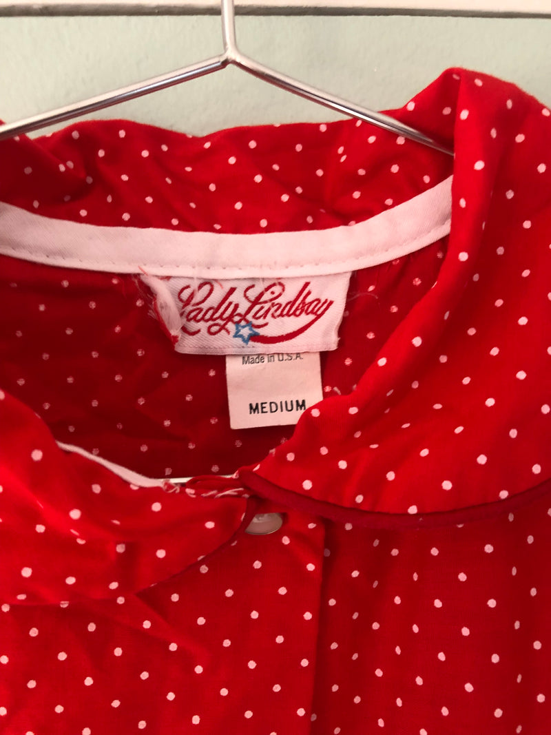 Red and White Polka Dot House Dress by Lady Lindsay