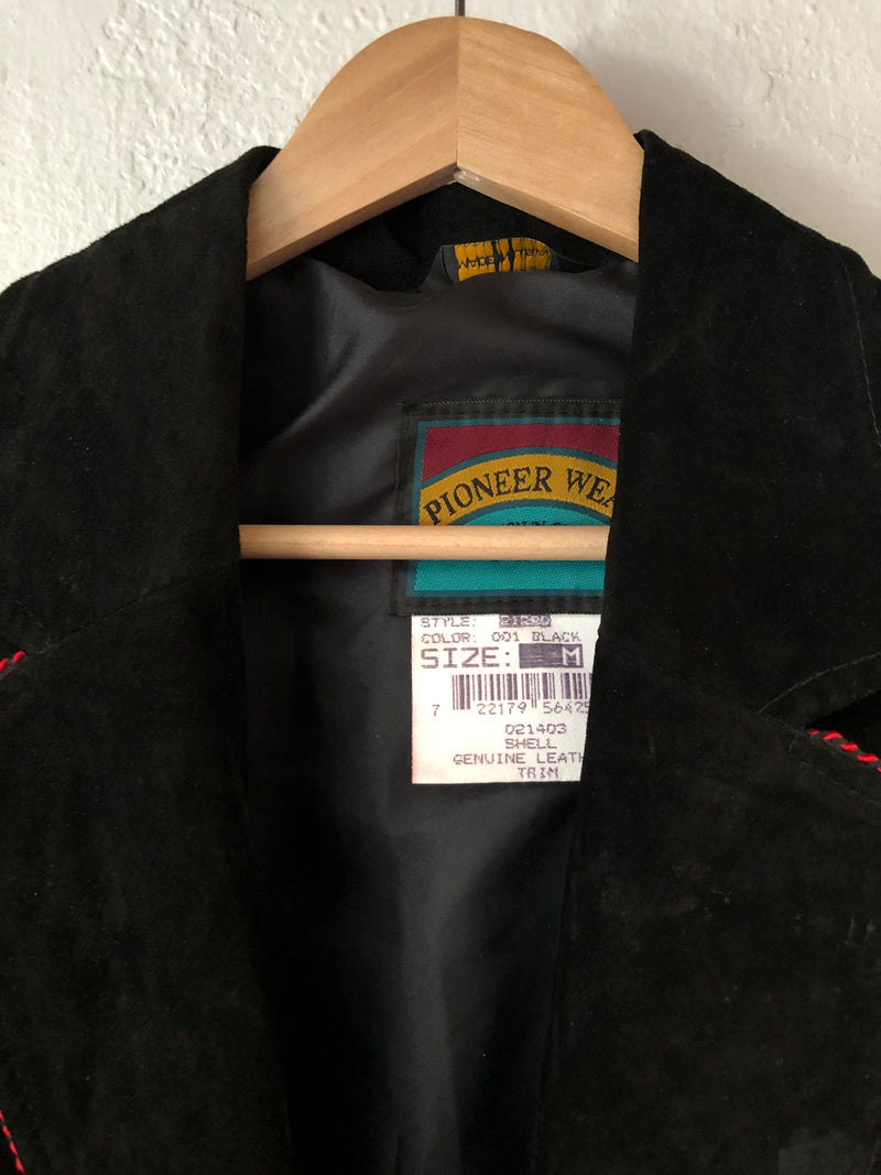 Cropped Black Suede Southwestern Pioneer Wear Jacket with Studs