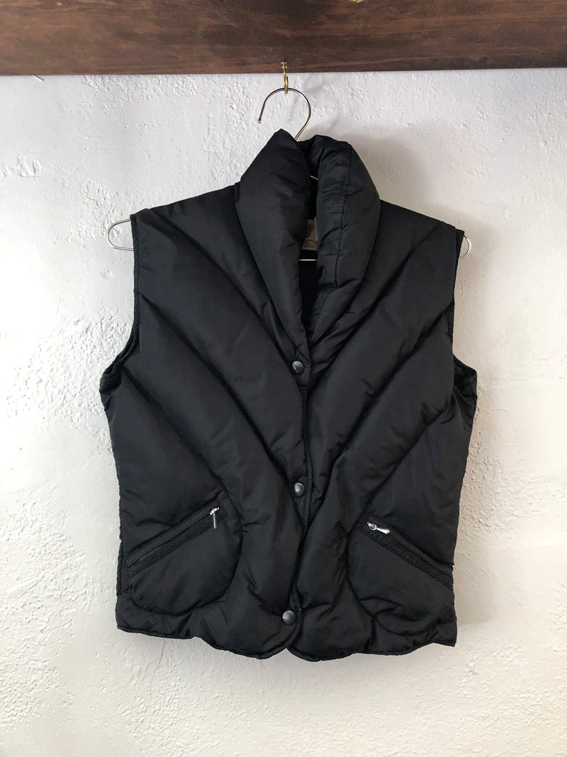 1970's Black Down Puffy Vest by Comfy