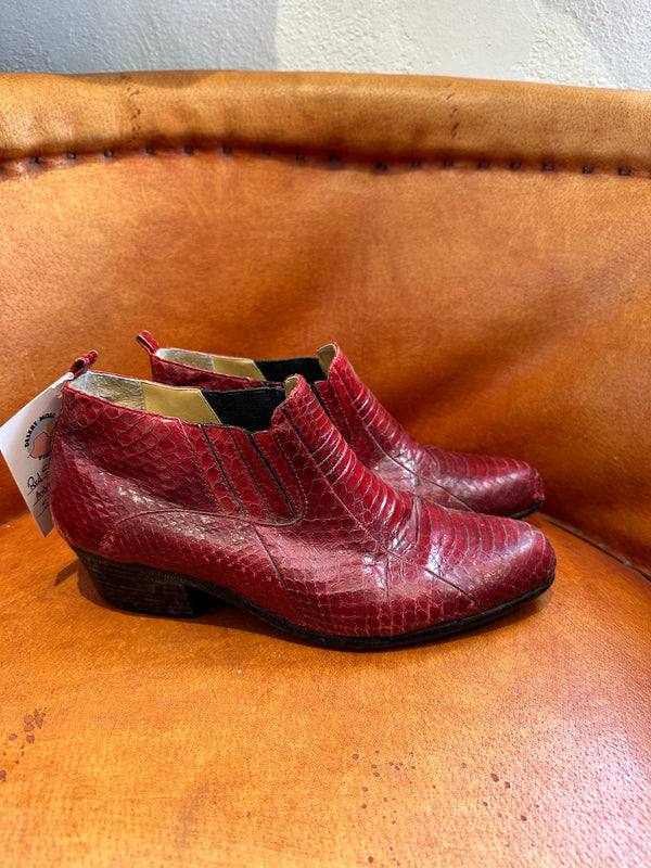 Red Snakeskin Ankle Boots 10M