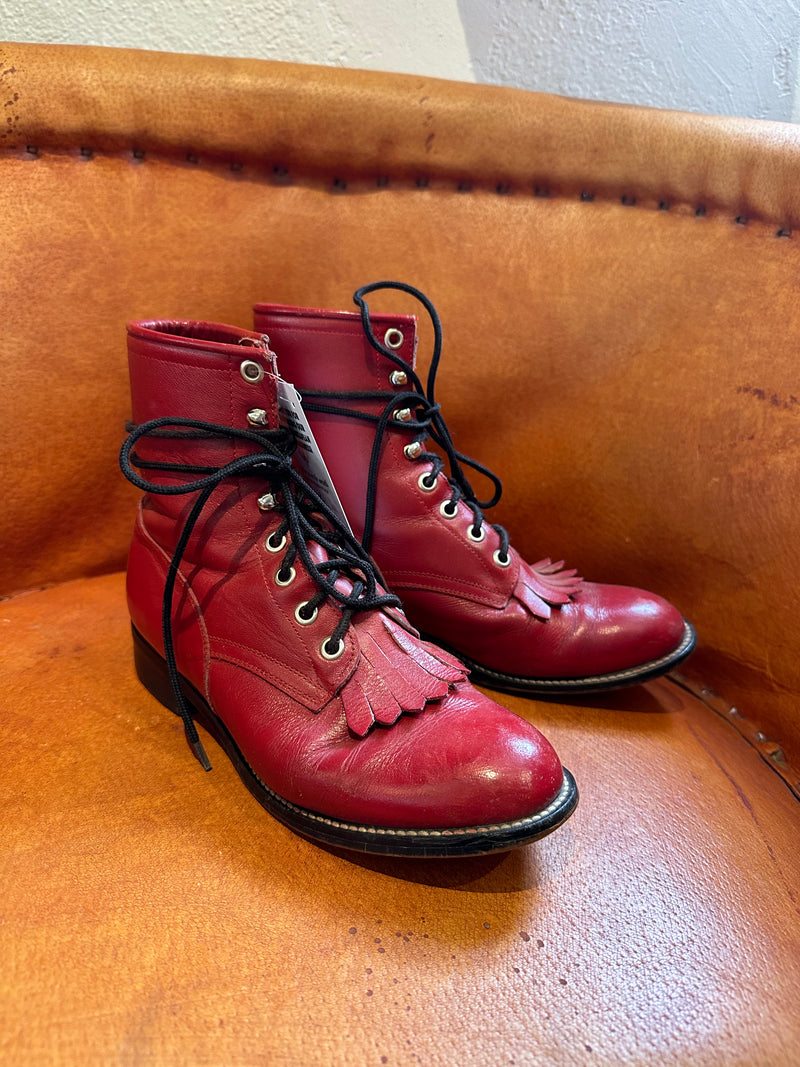 Boys/Girls Red Packer Boots w/Kiltie 3.5D