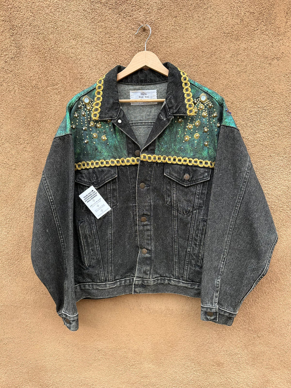 Hand Painted Levis Jean Jacket "Paris" and Face