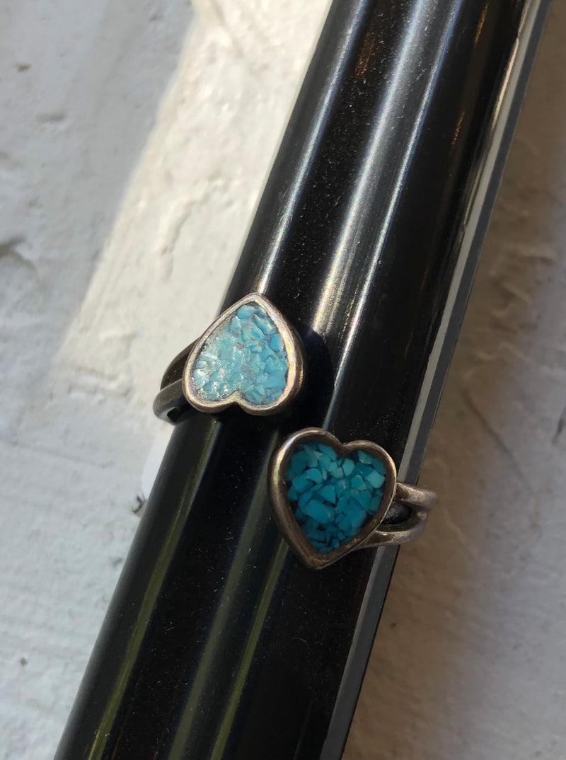 Heart Turquoise Flake Sterling Silver Ring