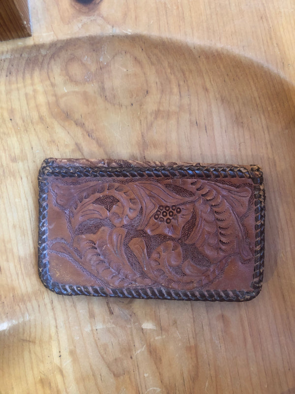 Small Hand Tooled Double Snap Floral Wallet