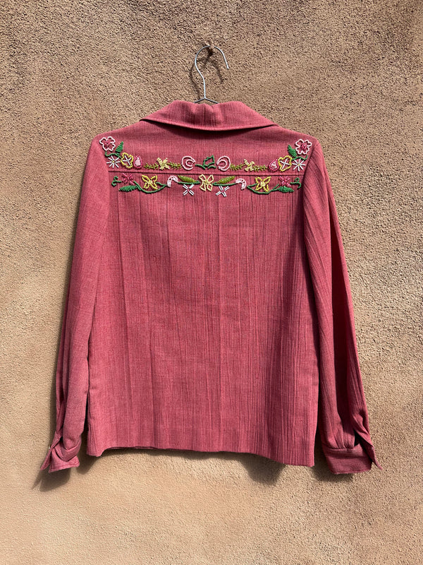 70's Beaded Puce Blouse