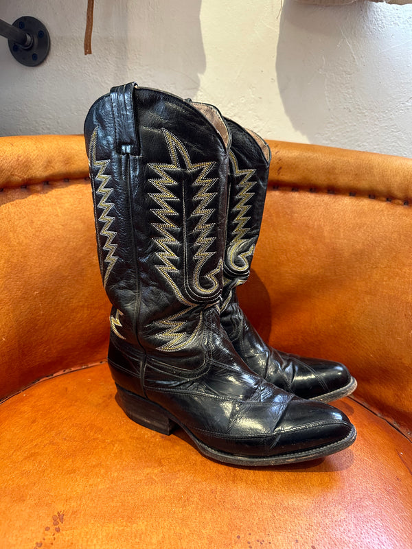 Black Leather and Eel Skin Boots by Loredo - 9