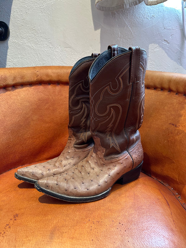 Hand Made Peanut Brittle Ostrich Boots 10