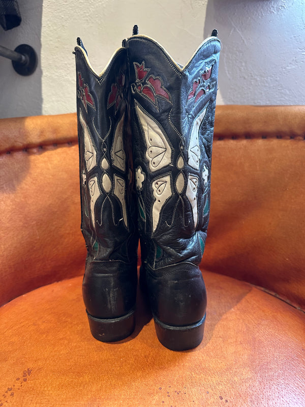 1980's Butterfly and Floral Western Boots by ACME Boots - 9M