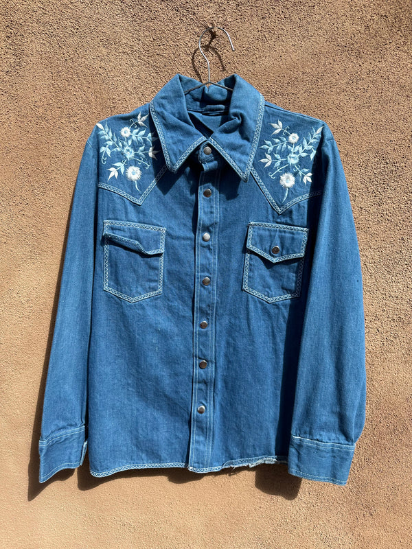 1970's Embroidered Denim Shirt Jacket