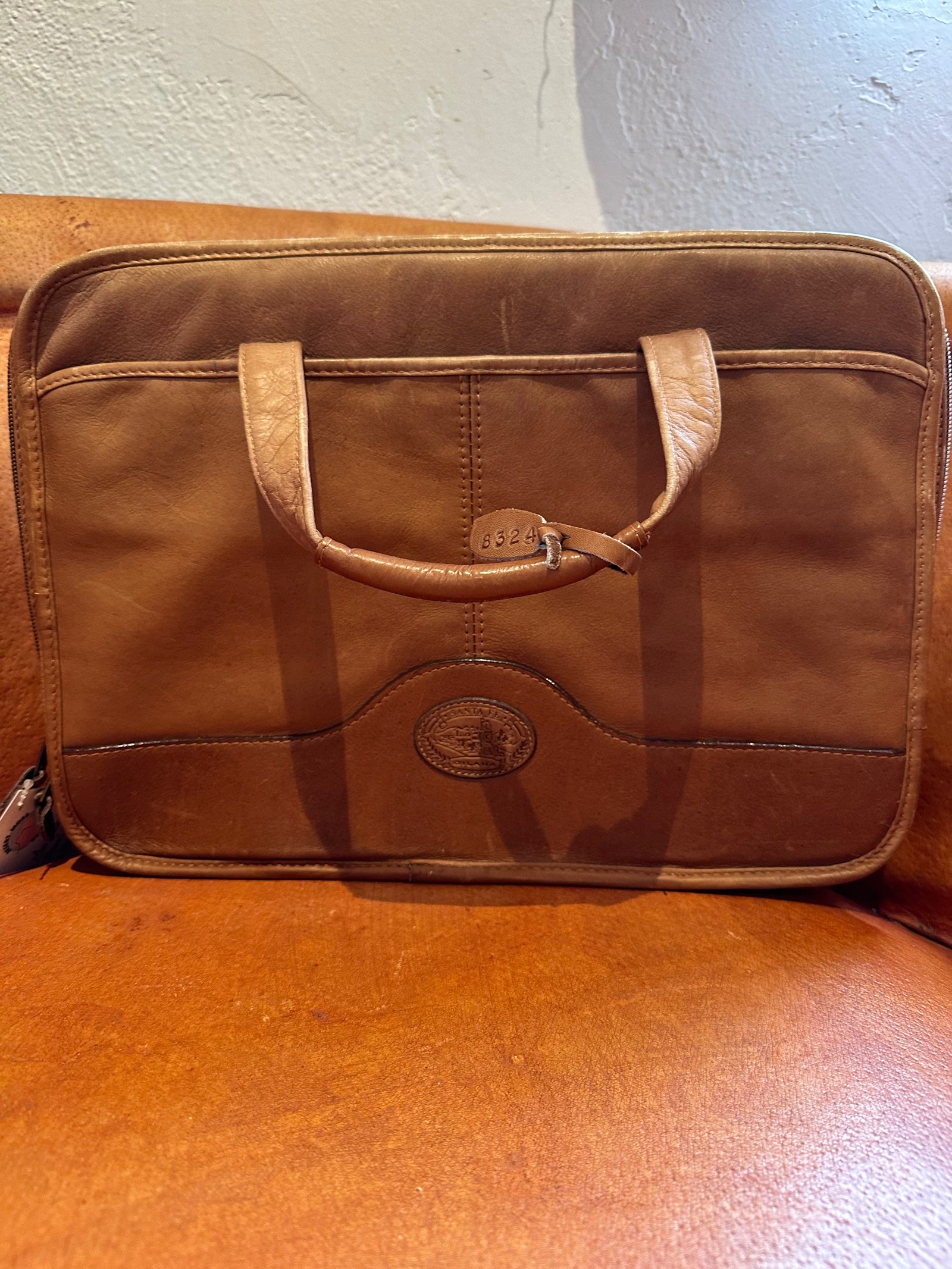 Medium Leather Travel Briefcase by Santa Fe Dilana – DESERT MOSS VINTAGE