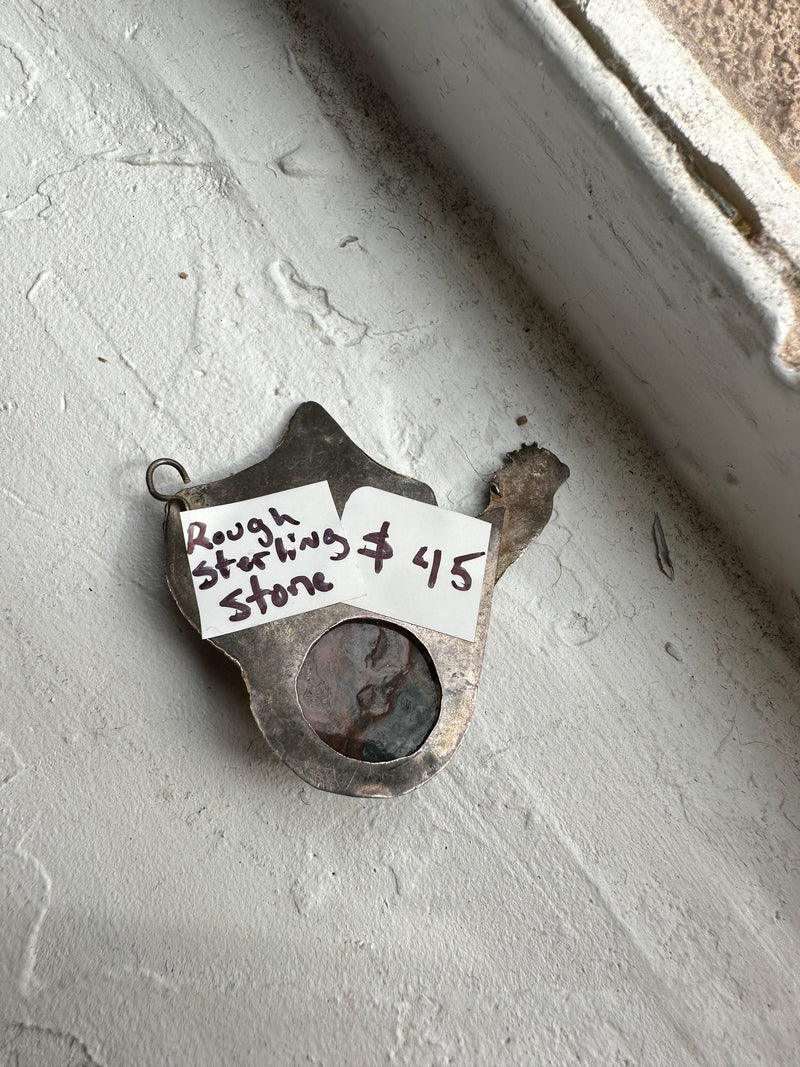 Rough Sterling and Stone Pendant