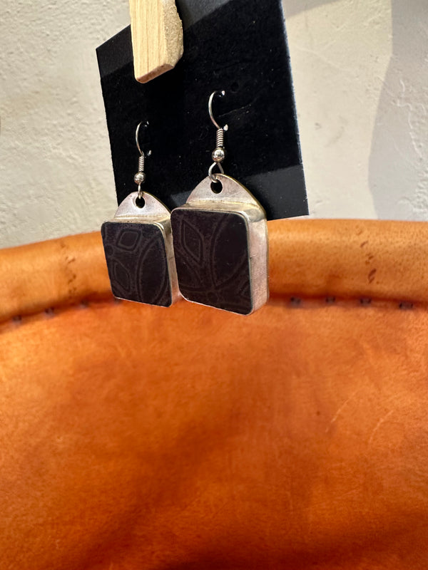 Stone and Sterling Squares Earrings