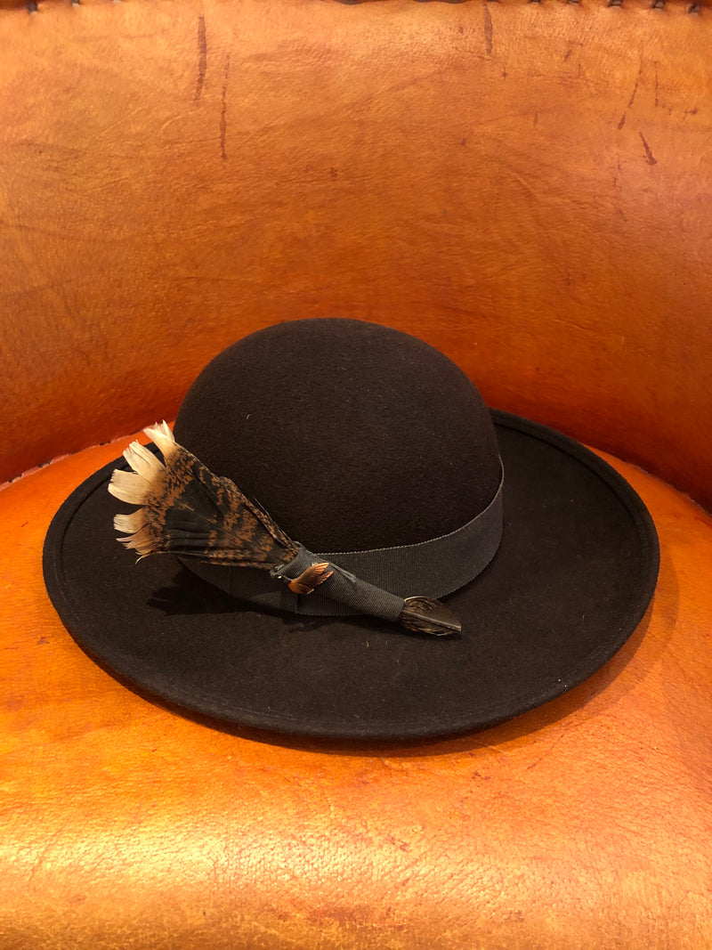Brown Felted Wool Wide Brim Evelyn Varon Hat