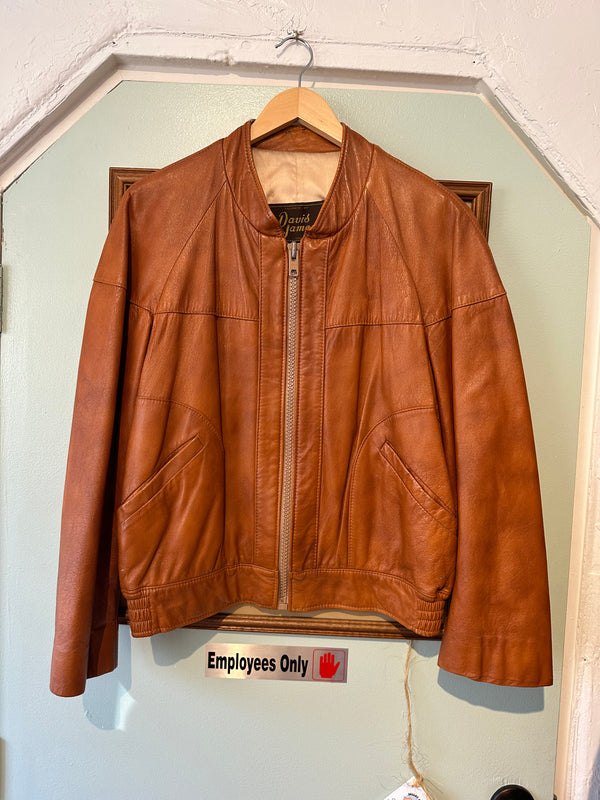 70's David James Men's Leather Jacket
