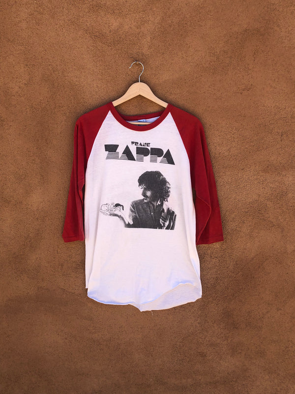 Red and White Raglan Sleeve Frank Zappa 1980 Tour T-shirt