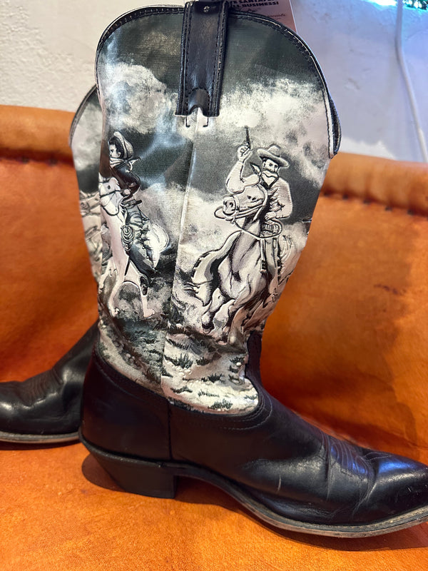 Black and White Cowboy Theme Boots by Durango