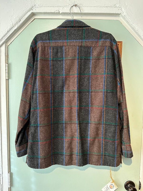 80's L.Fox Ltd Wool Blend Plaid Shirt