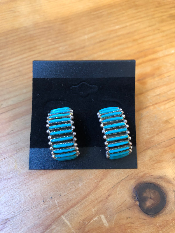 Turquoise Sterling 1/4 Hoops