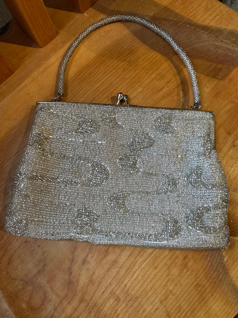 Silver Beaded Handbag