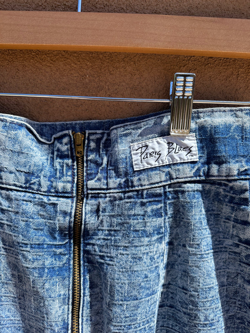 1980's Front Zipper Acid Wash Denim Skirt by Paris Jeans