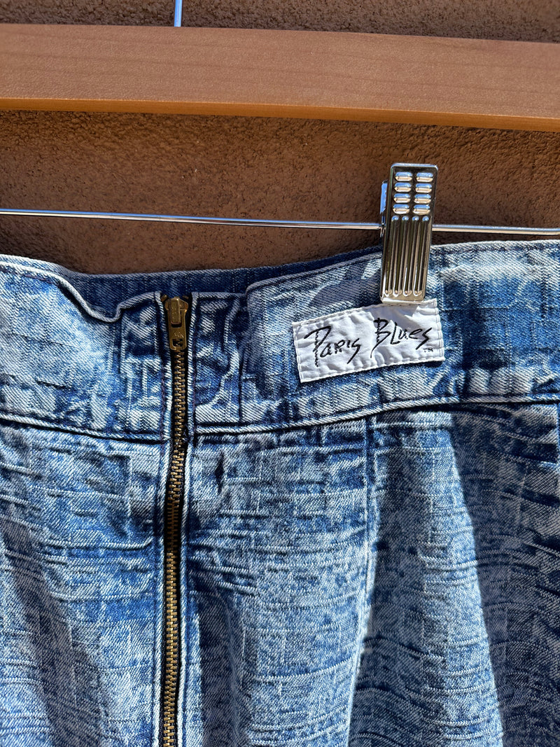1980's Front Zipper Acid Wash Denim Skirt by Paris Jeans