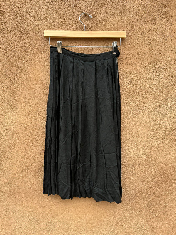 1960's Black Pleated Midi Skirt