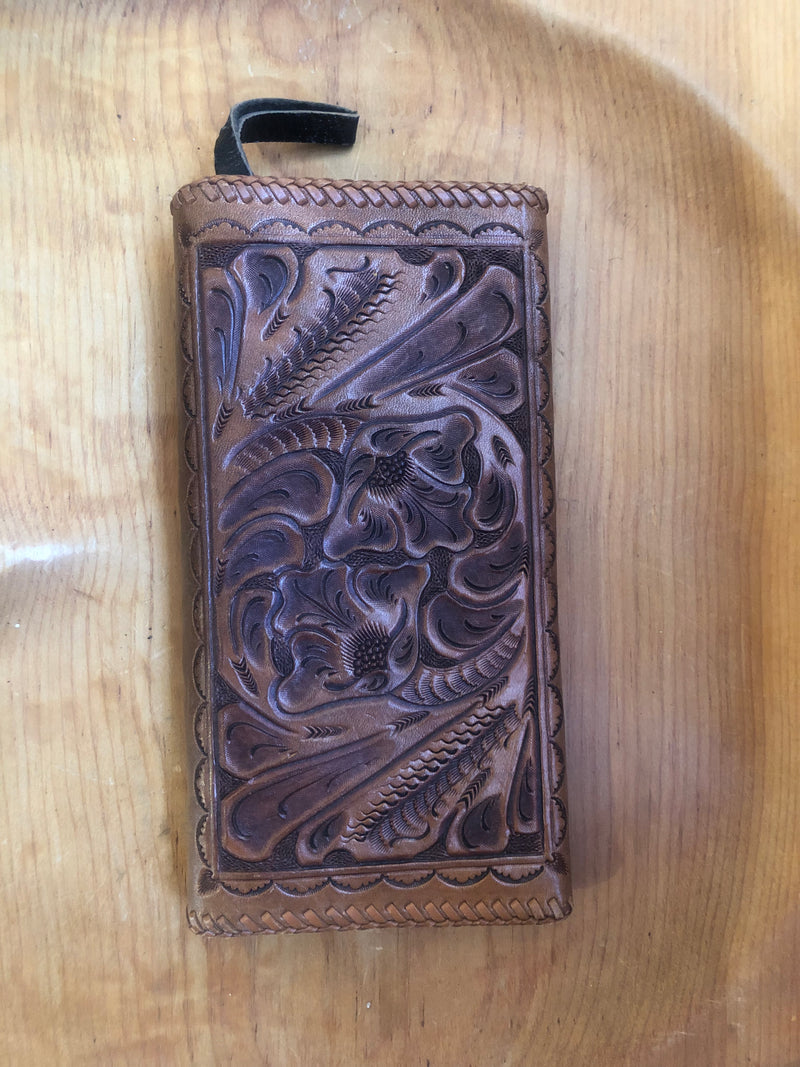 60's/70's Large Hand Tooled Leather Wallet
