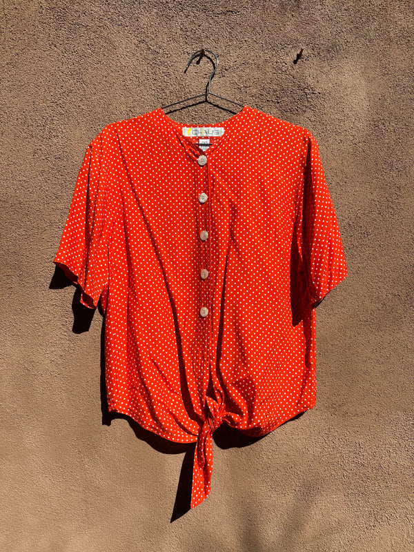 Red Chaus Tie Front Blouse