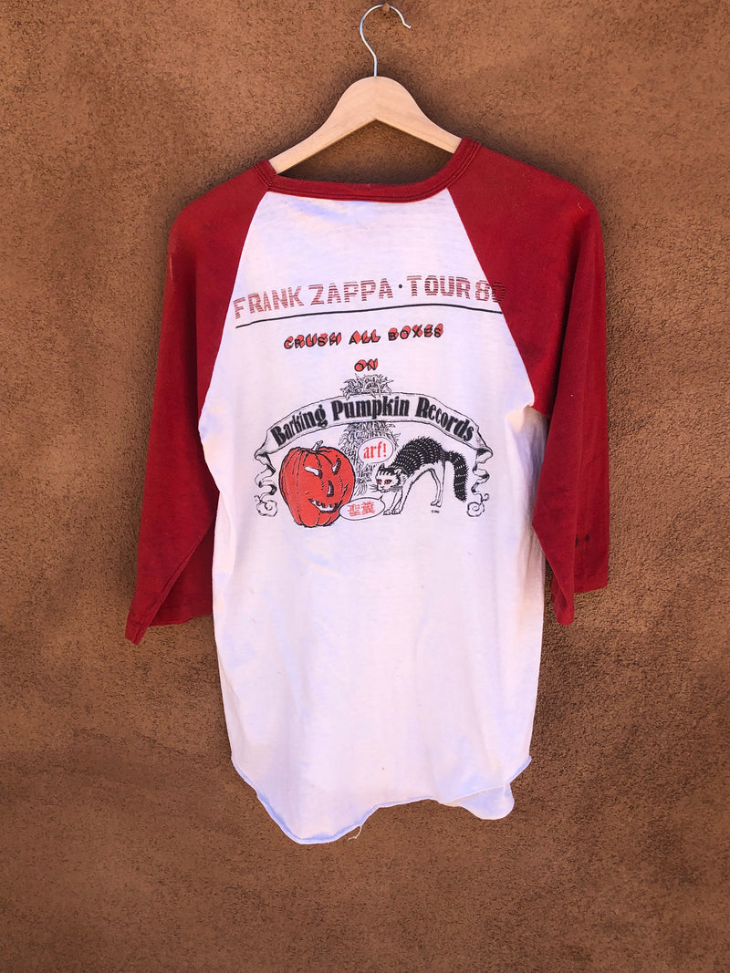 Red and White Raglan Sleeve Frank Zappa 1980 Tour T-shirt