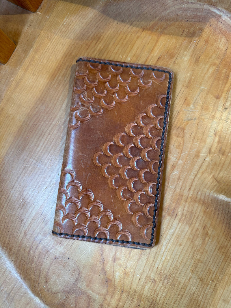 Tooled Scalloped Leather Checkbook