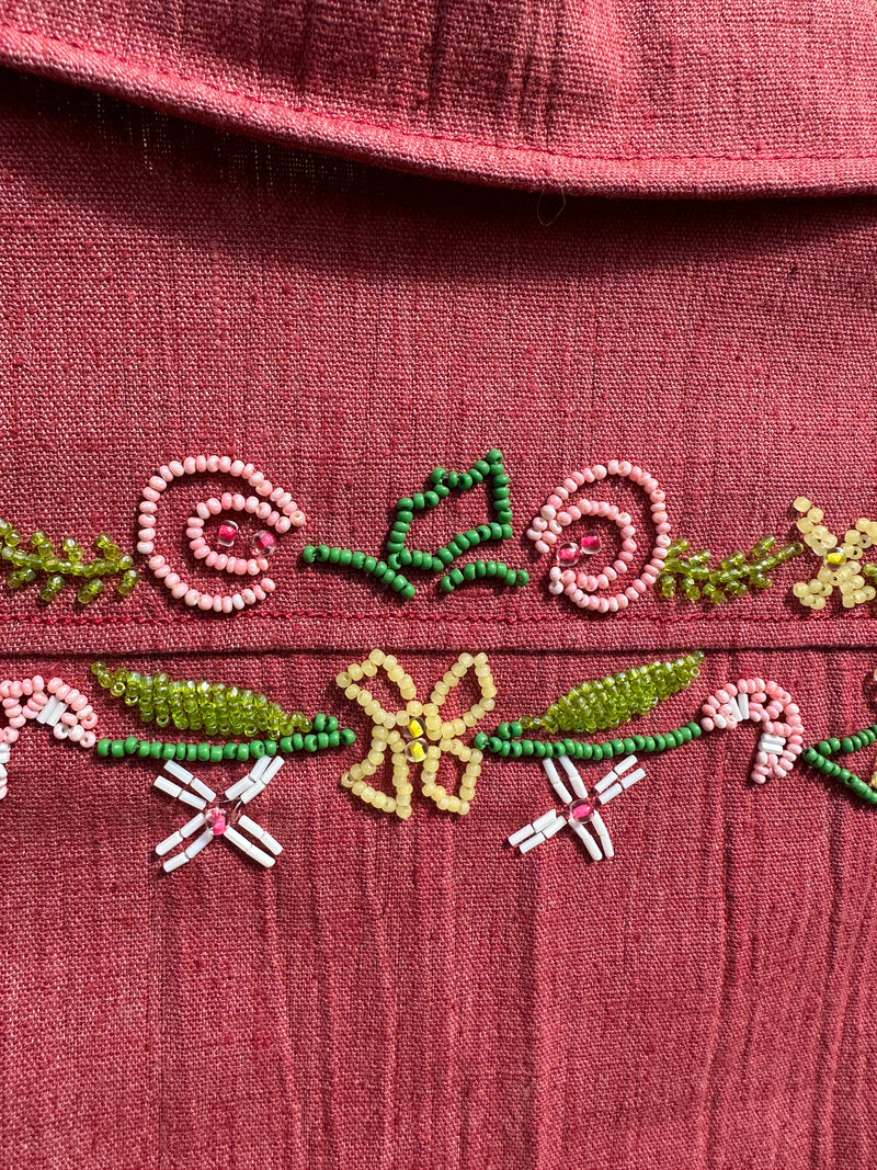 70's Beaded Puce Blouse