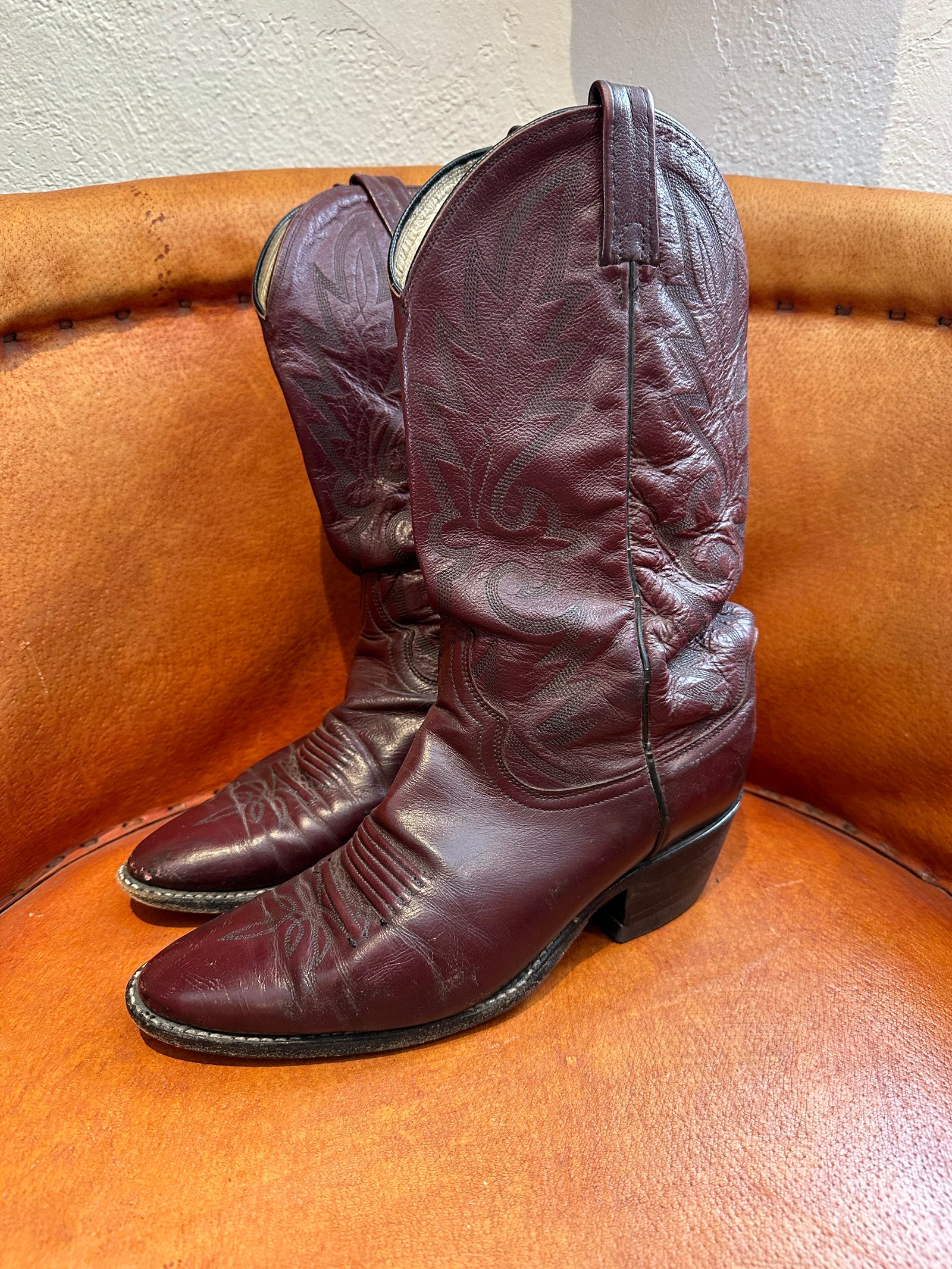 Vintage Dan Post Burgundy Leather Cowboy Boots DAN POST MEN main image 4