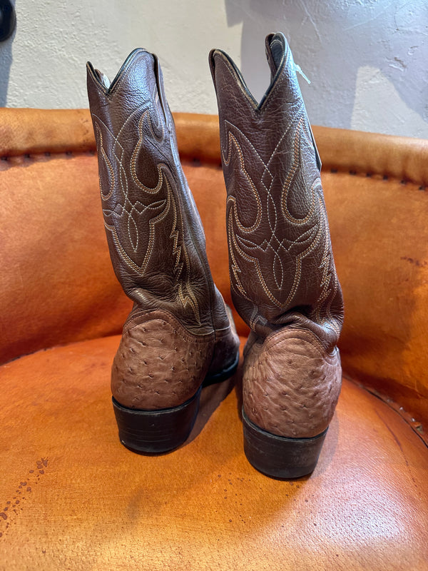 Hand Made Peanut Brittle Ostrich Boots 10