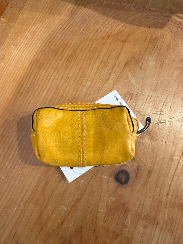 Cute Little Yellow Leather Keyring Bag