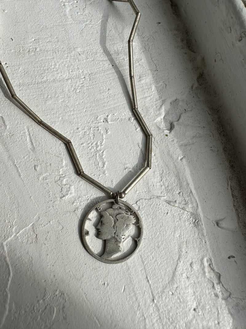 Mercury Dime and Liquid Silver Necklace