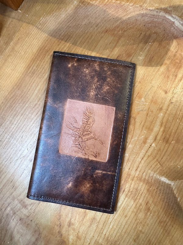 Embossed Duck Checkbook Wallet 100% Leather