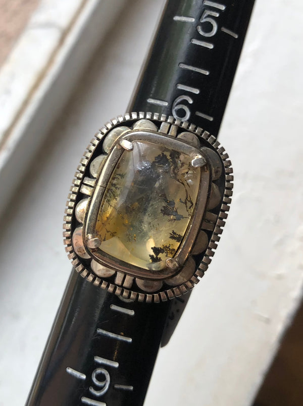 Quartz with Leaf Veins Sterling Silver Ring