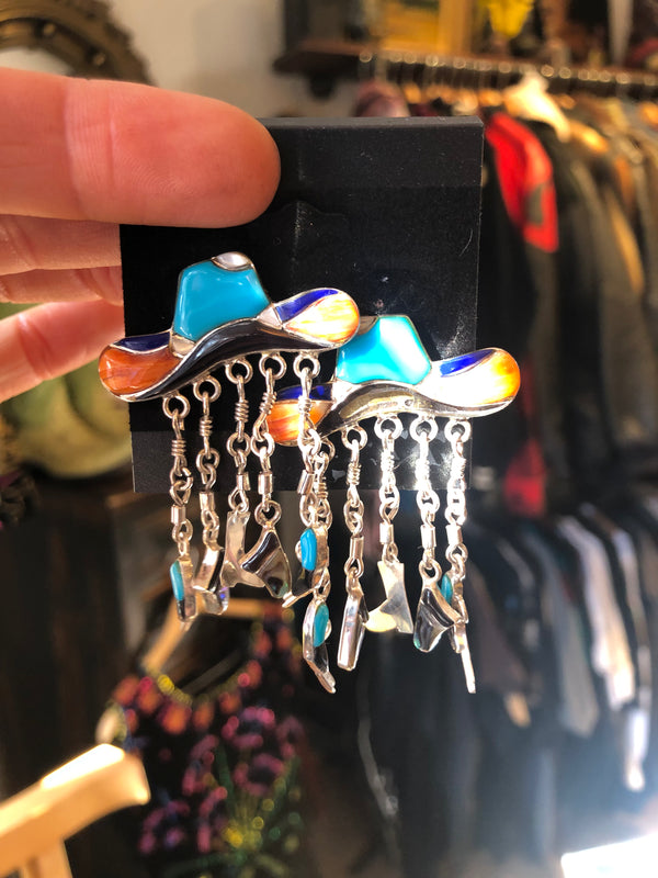 Cowboy Hats, Guns, and Boots Sterling Silver Earrings