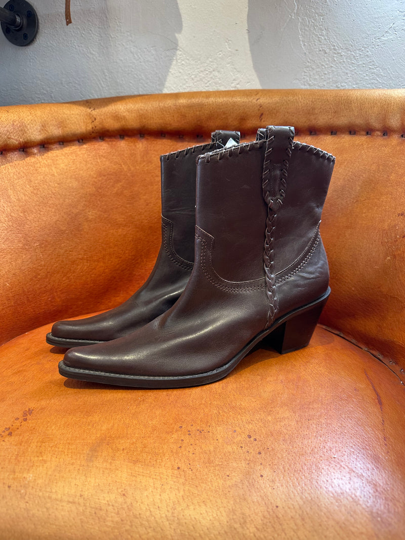 Franco Sarto Brown Leather Cowboy Boots 10