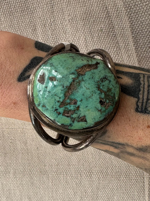 Huge Turquoise and Sterling Silver Cuff