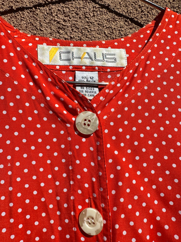 Red Chaus Tie Front Blouse