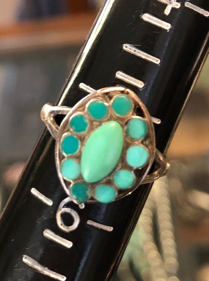 Floral Turquoise Sterling Silver Ring