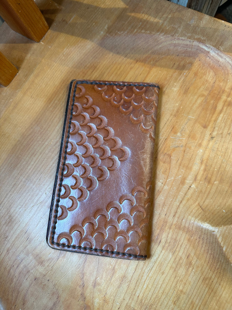 Tooled Scalloped Leather Checkbook