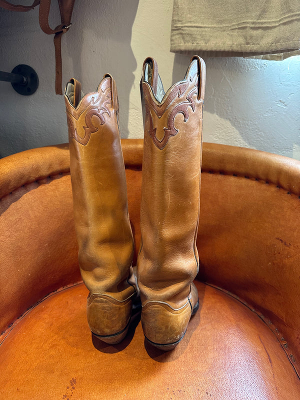 Tall Brown Cowboy Larry Mahan Boots 7-8