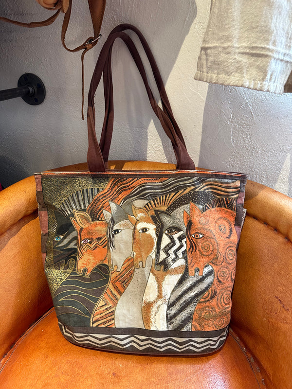 Large Laurel Burch Cotton Horse Tote