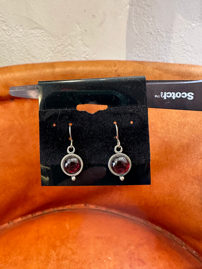 Garnet and Sterling Silver Earrings