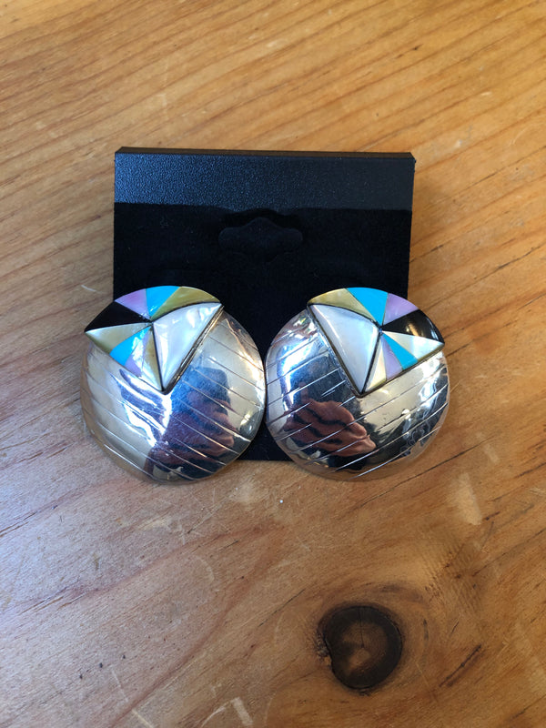 Wedge with Sterling Silver Circles Earrings