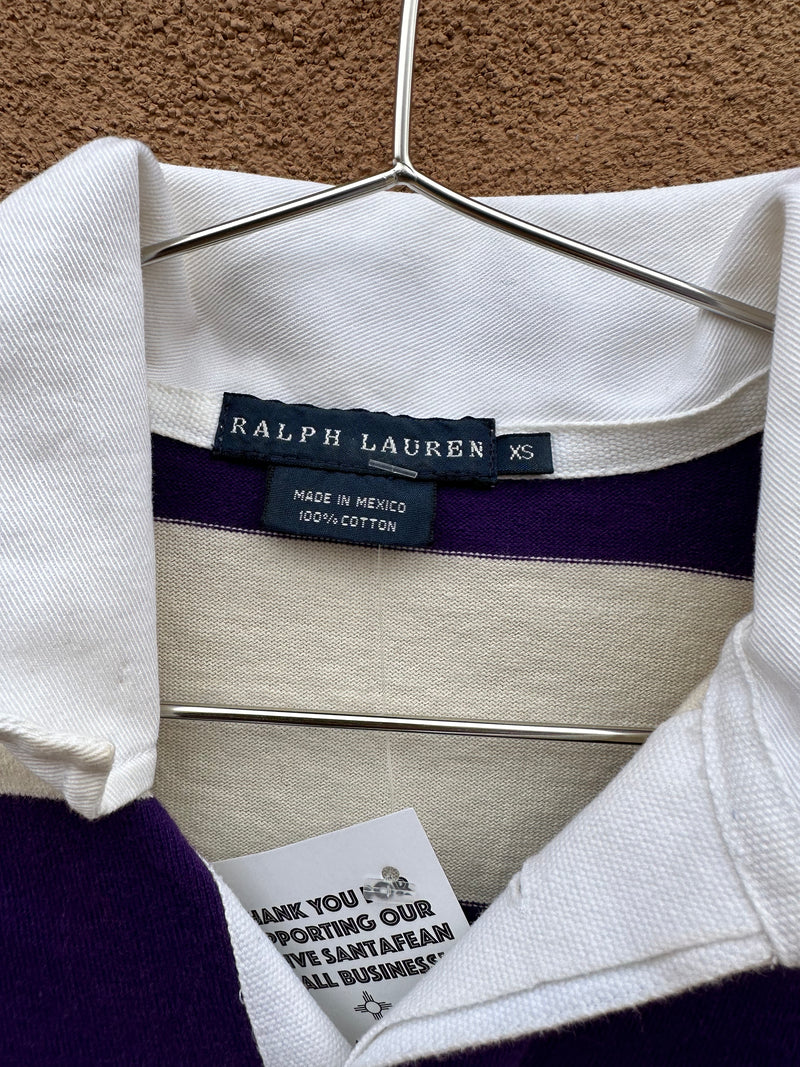 Ralph Lauren Purple and Cream Rugby T-Shirt